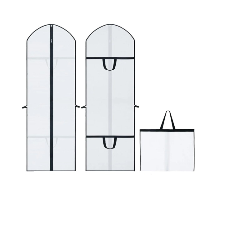 Set de 4 huse pentru haine Pwsap, PVC, transparent, 60 x 180 cm