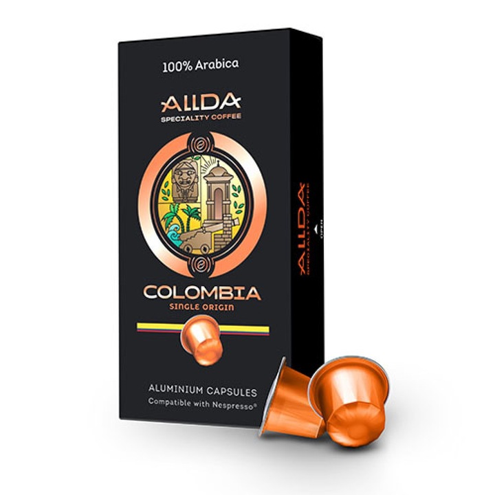 Алуминиеви кафе капсули ALLDA Speciality Coffee Colombia, за система Nespresso, 100 % арабика, 3/ 5 сила, 60 гр., 10 бр