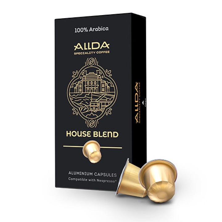 Алуминиеви кафе капсули ALLDA Speciality Coffee House Blend, за система Nespresso, 100 % арабика, 4/ 5 сила, 60 гр., 10 бр