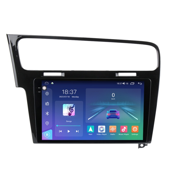 VW GOLF 7 navigáció 2012-2019 között, NAVIGPS, 2K felbontás, 9,5 hüvelykes QLED kijelző, 8 GB RAM és 128 GB ROM, Android, Octacore processzor, 4G sim slot, DSP hang, vezeték nélküli Carplay és Android Auto, hátrameneti kamera, USB, Wi Fi , Rádió