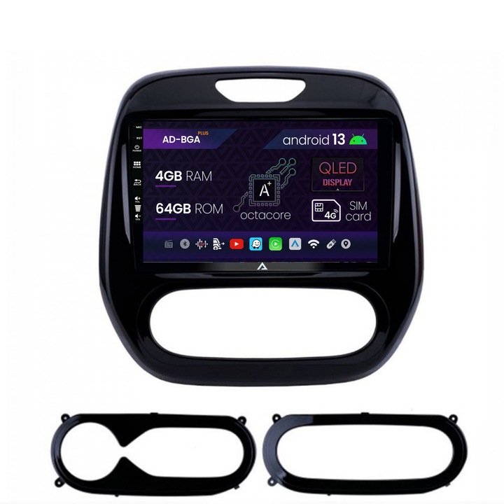 Navigatie Autodrop Renault Captur (2013-2019), Android 13, A-Octacore, 4GB RAM, 64GB ROM, 9 Inch - AD-BGA9004, AD-BGRKIT378