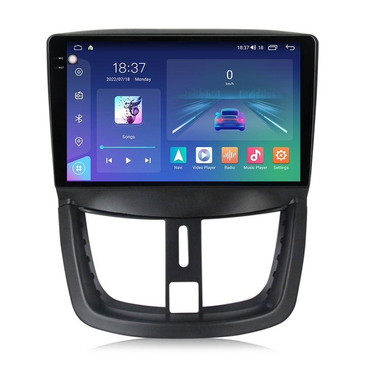 Navigatie Peugeot 207 din 2006-2015, NAVIGPS, Rezolutie 2K, Ecran QLED 9.5 inch, 8GB RAM si 128GB ROM, Android, Procesor Octacore, Slot sim 4G, Sunet DSP, Wireless Carplay si Android Auto, Camera Marsarier