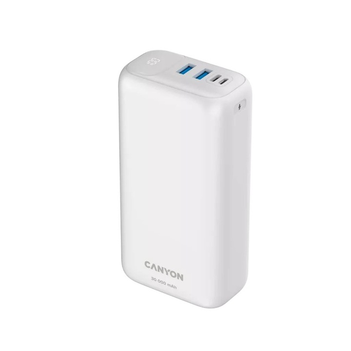 Външна батерия, Canyon, CNE-CPB301W, 30000 mAh, Бял