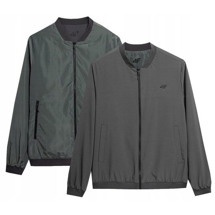 Мъжко яке с 2 лица, 4F, Полиестер, Кафяв/Сив