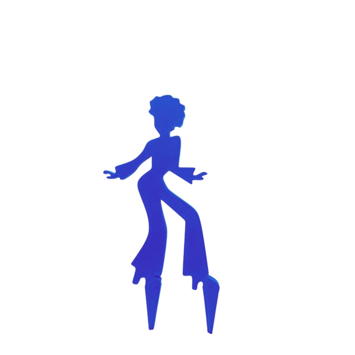 Tortafedő dekoráció, "DISCO DANCER", születésnap, évforduló, táncszerető, 17,5 x 7 cm kék
