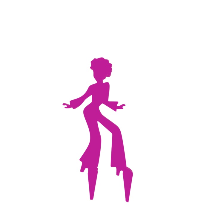 Tortafedő dekoráció, "DISCO DANCER", születésnap, évforduló, táncszerető, 17,5 x 7 cm málna rózsaszín