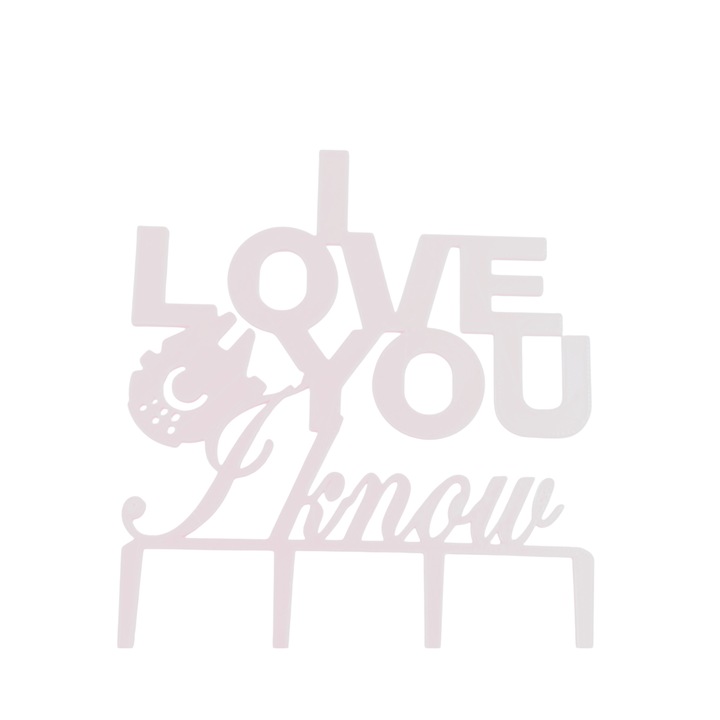 Декорация за торта "I LOVE YOU", Свети Валентин, космически кораб от Междузвездни войни, 15 x 11,5 см, бяла слонова кост