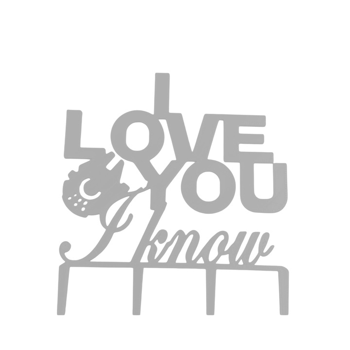 "I LOVE YOU" tortalap dekoráció, Valentin nap, Star wars űrhajó, 15 x 11,5 cm, Ezüst