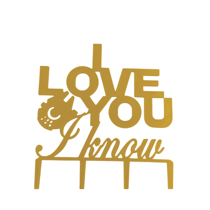 "I LOVE YOU" tortalap dekoráció, Valentin nap, Star wars űrhajó, 15 x 11,5 cm, Arany