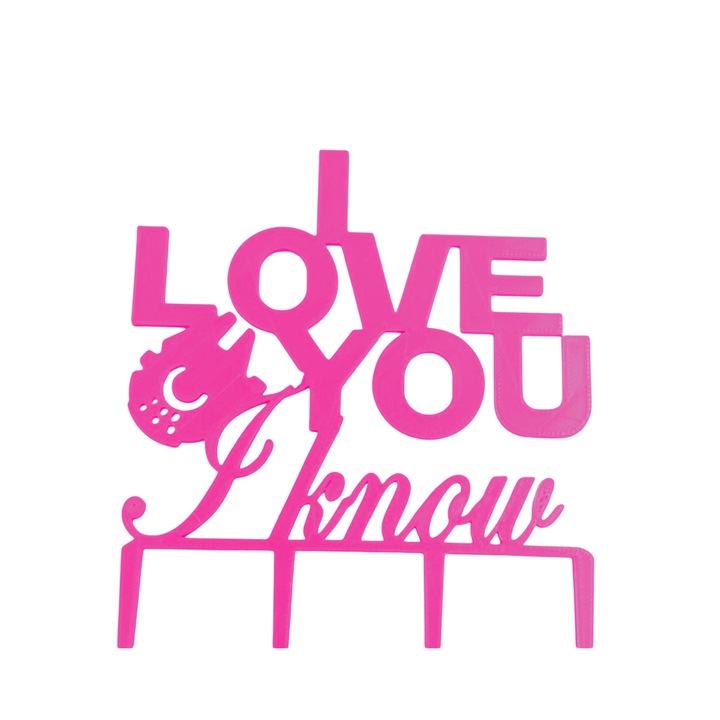 "I LOVE YOU" tortalap dekoráció, Valentin nap, Star wars űrhajó, 15 x 11,5 cm, Málna rózsaszín