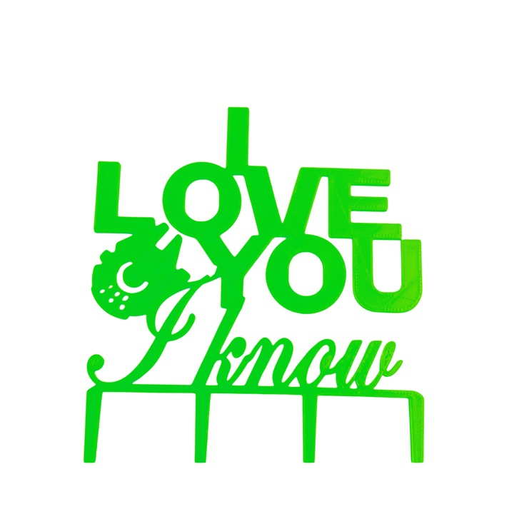 "I LOVE YOU" tortalap dekoráció, Valentin nap, Star wars űrhajó, 15 x 11,5 cm, zöld