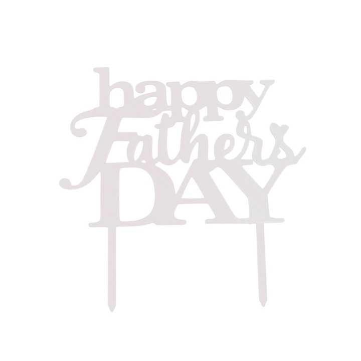 "Happy fathers day" torta topper díszítés, apák napja, 18,5 x 19 cm elefántcsont fehér