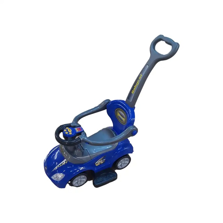 Masinuta copii si bebe cu melodii, maner de impins pentru parinti, bara de protectie, design modern, Albastru
