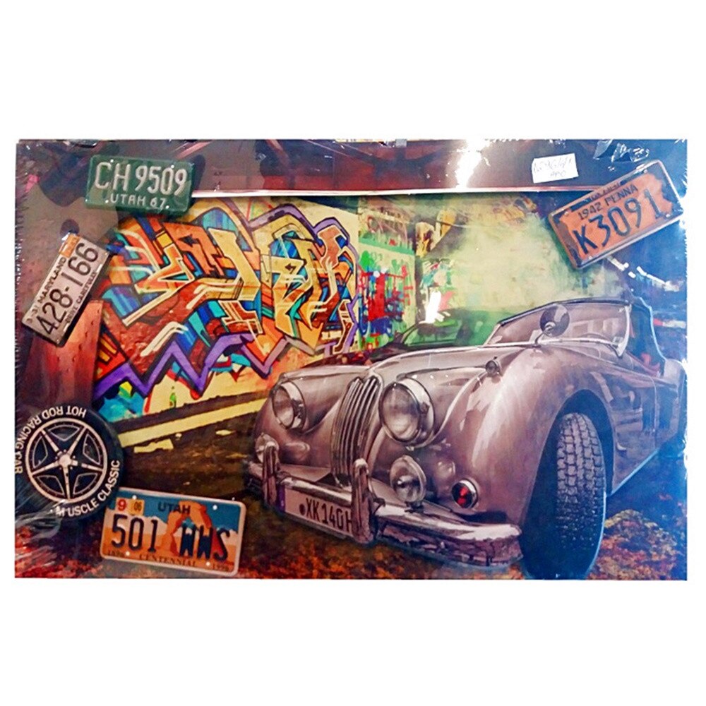 Tablou 3D vintage America’s Car 60x40cm, Lemn / Metal