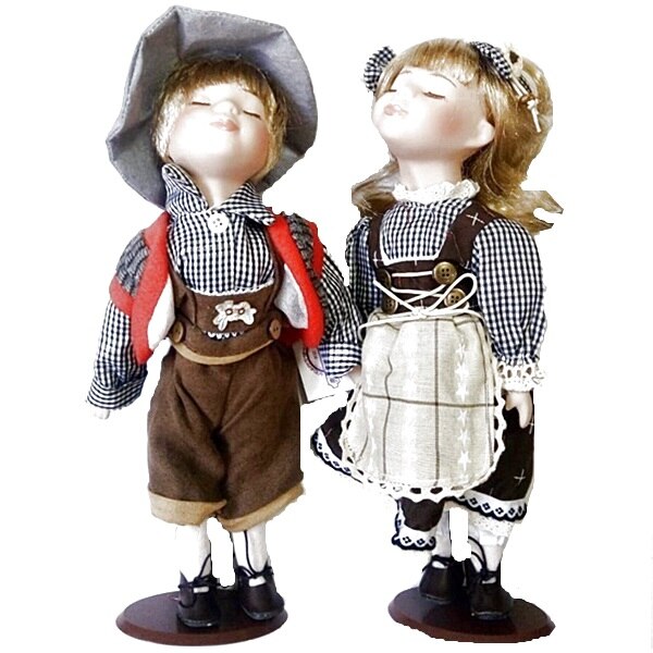 Papusi portelan cuplu pupaciosi Laura si Daniel, Papusi de colectie 30cm