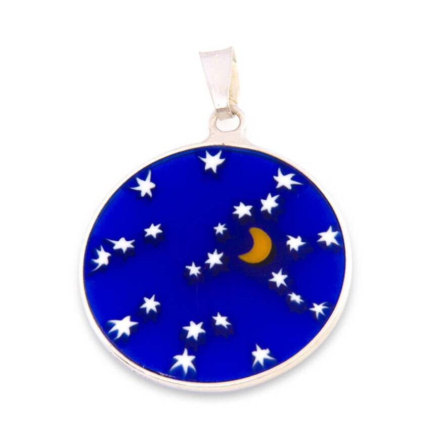 Pandantiv MURRINE 2,3 cm din argint, albastru si snur asortat