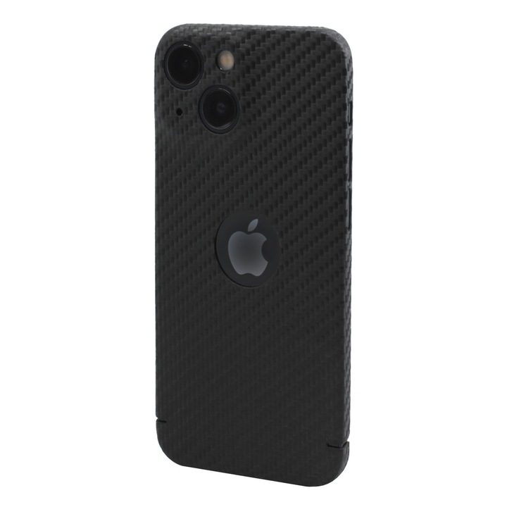 Husa Protectie pentru Apple iPhone 13, Fibra Carbon LogoWindow, Impact Safe, U-301, Deep Dark