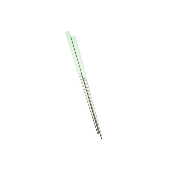 Set 2 betisoare pentru sushi, Otel, 21 cm, Argintiu/Verde