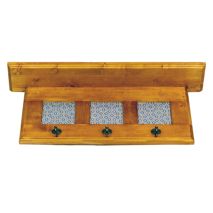 Cuier handmade decorat cu faianta, 56x10x23 cm