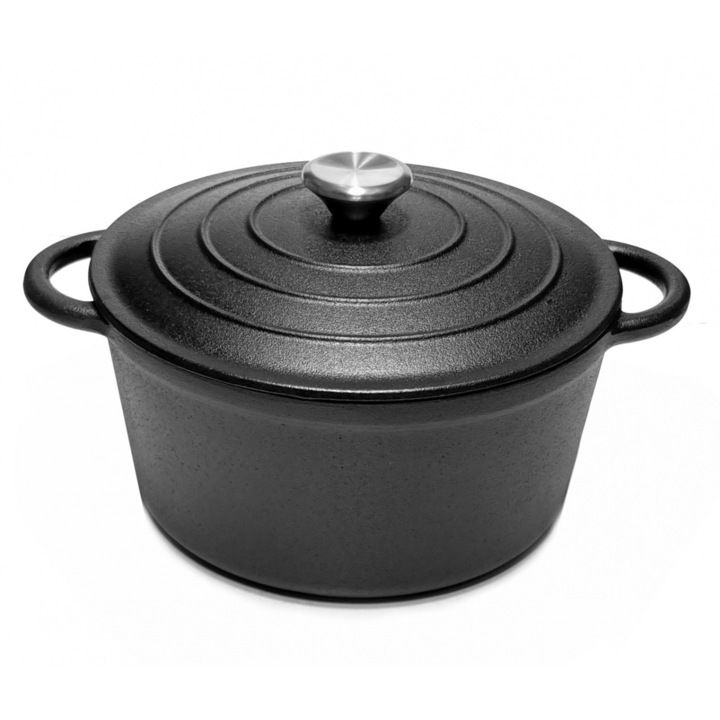 Oala din fonta 4.0L, KRISBERG, 24cm, adanca, rezistenta la temperaturi ridicate