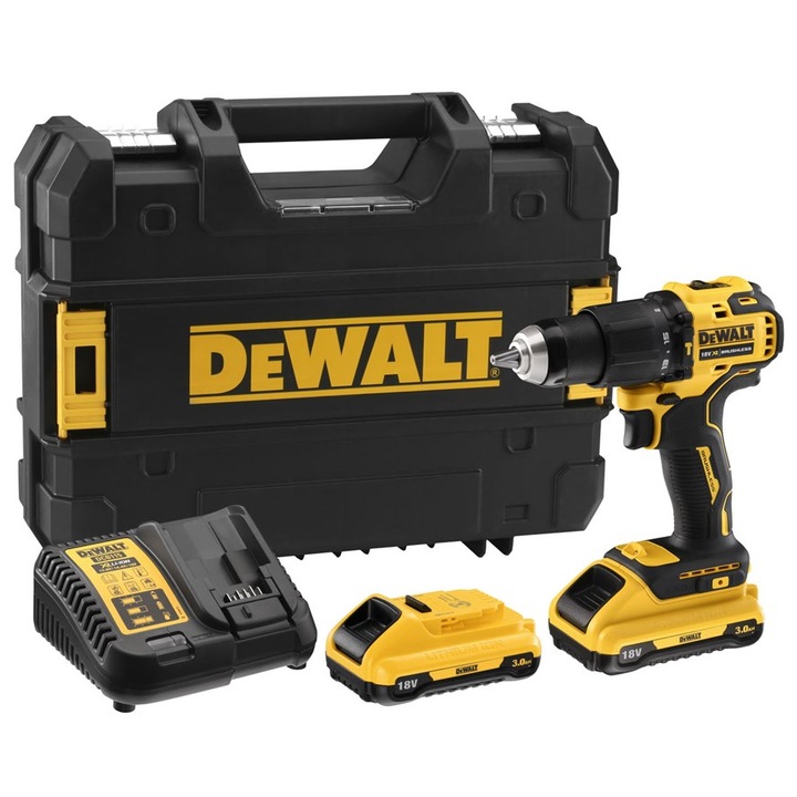 Ütvefúró, DeWalt, 18V-os akkumulátor, 1,2 kg, 175 mm, fekete/sárga