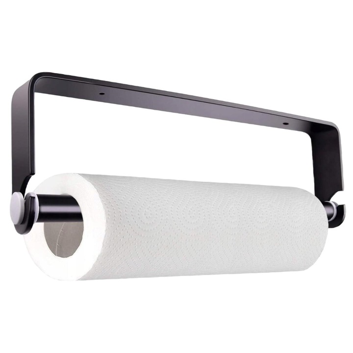 Поставка за кухненска хартия Edibazzar, Неръждаема стомана, 31.8 x 10 x 3.2 см, Черен