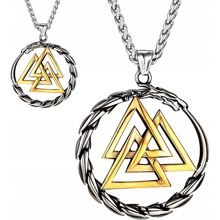 Vegvisir Háromszög alakú medálos nyaklánc északi rúnákkal