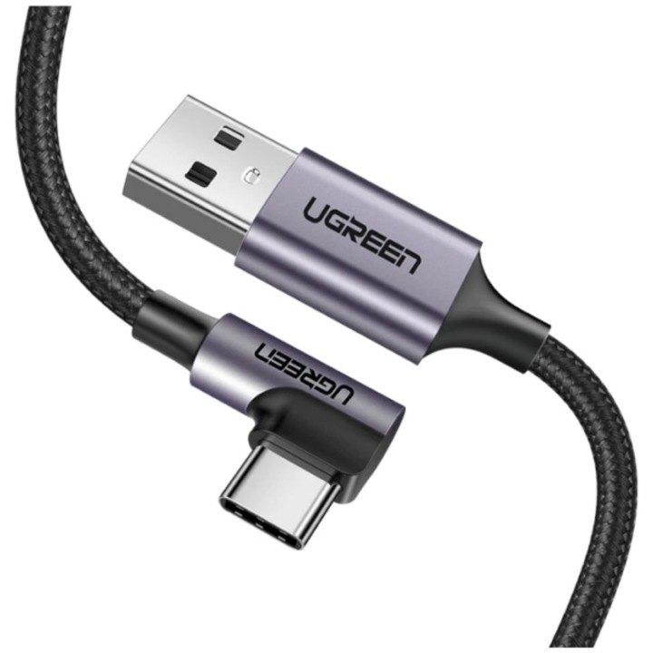 Кабел за захранване и данни Ugreen, Бързо зареждане, USB към USB Type-C, 3A, 3 м, Черен