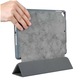 Protejeaza-ti tableta iPad 2017/2018 de 9.7 inch cu stil si rafinament - Husa tip carte din piele ecologica in nuanta Gri, cu compartiment pentru pix/stilou