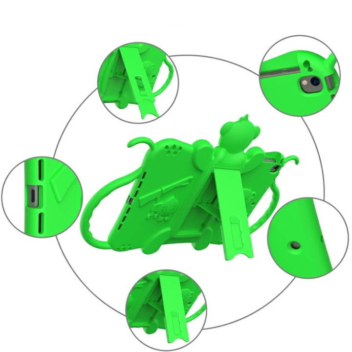 Husa Felman's de protectie din silicon pentru Apple iPad Air 1, Air 2, iPad Pro 9.7 inch, iPad 5 - Verde: Curea atasabila si suport tableta