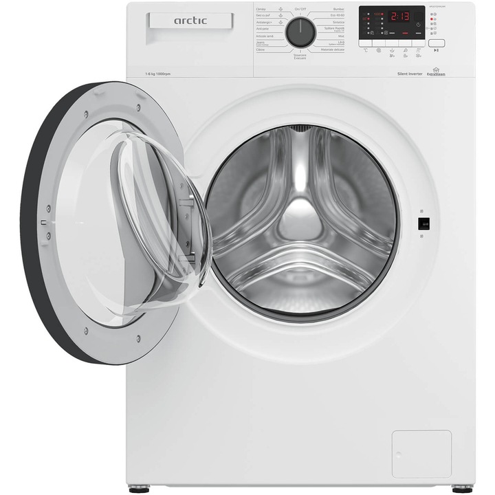 Masina de spalat rufe Slim Arctic APL61024XLW4, 6 kg, 1000 RPM, Motor Silent Inverter, Add-In, Fast+, Clasa D, Alb