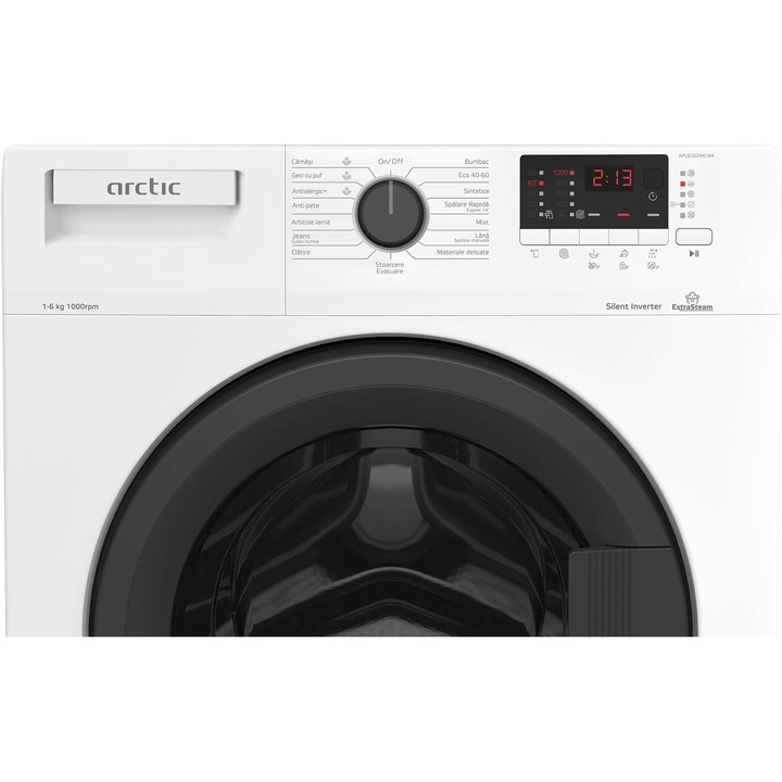 Masina de spalat rufe Slim Arctic APL61024XLW4, 6 kg, 1000 RPM, Motor Silent Inverter, Add-In, Fast+, Clasa D, Alb