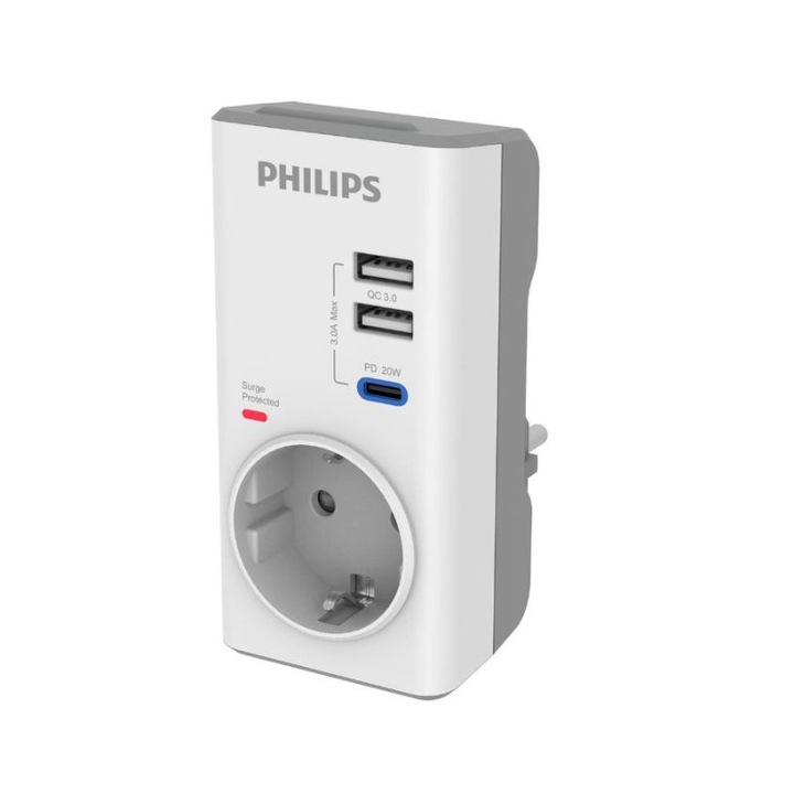 Priza, Philips, 3680W, 380J, Alb