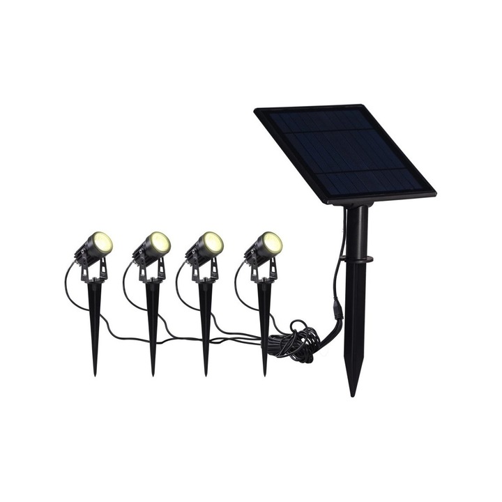 RGB LED-es világítás, napelemes szabályozható, 4xLED/1W/5,5V, IP65, Tuya Immax NEO 07903L