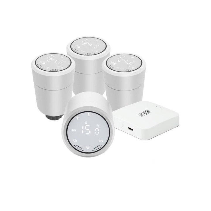 Set 4 capete termostatice, IM1057, Immax Neo, Plastic, Alb