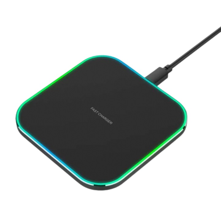 QUANDES® vezeték nélküli töltő, 15 W gyorstöltés, kompatibilis iPhone 14/13/12/11 Pro Max, fekete