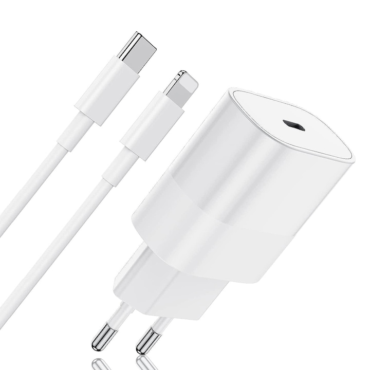 Зарядно устройство INEXUS, USB-C 20W, USB-C Lightning кабел, Съвместим с iPhone