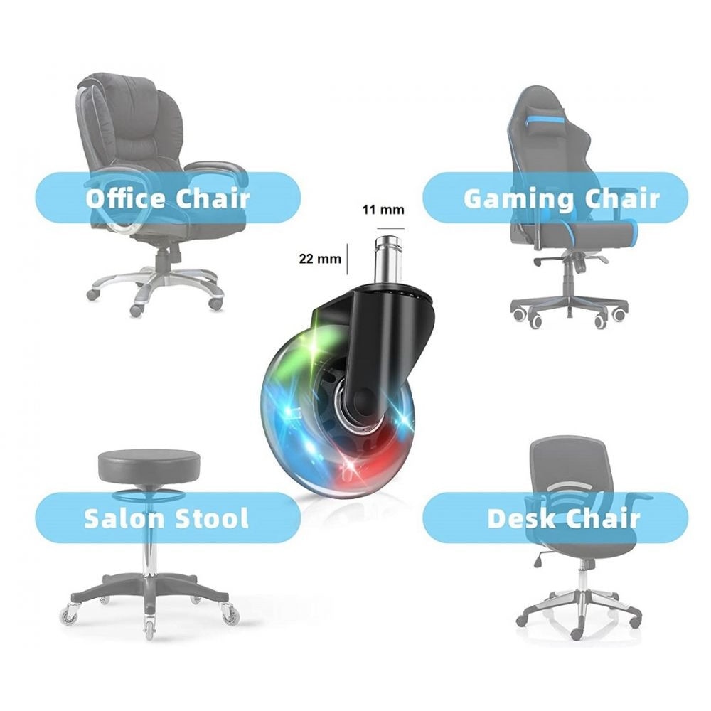 Set 5 Roti de Silicon cu iluminare LED RGB, tija 11 mm, Negru - eMAG.ro