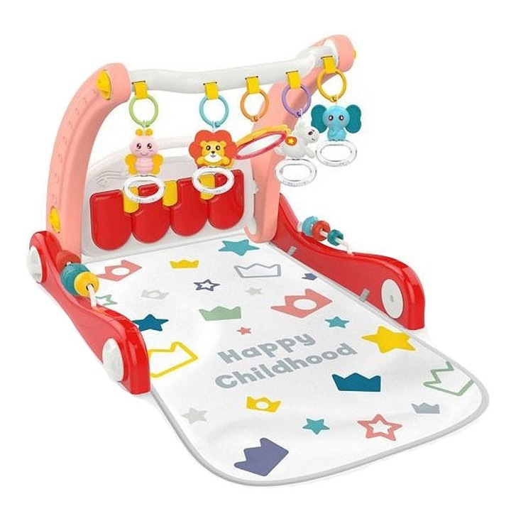 Предпроходилка и музикална постелка 2 в 1 за момичета 0 месеца+ Toyz HE0634, Розова