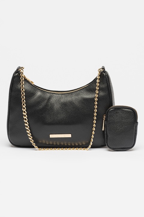 Chiara Canotti, Geanta de piele cu bareta de umar si etui detasabil, Negru