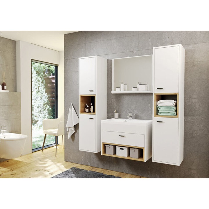 Fürdőszoba garnitúra Providence J101 (Fehér + Artisan tölgy)