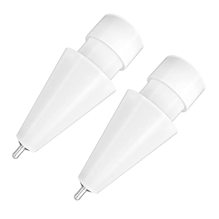 Vaxiuja 2 db csere Stylus tollhegy, Kompatibilis Apple Pencil tollal, Nem sérti a képernyőt, Csúszásgátló, Átmérő 0,78 mm, Anyaga Réz, Fehér