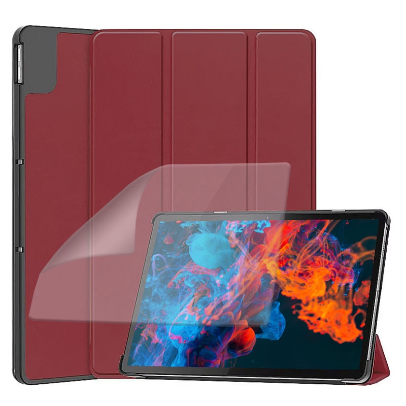 Set Husa Tableta AZIAO si Folie Silicon Matte pentru Samsung Galaxy Tab S8 Ultra 14.6 inch SM-X900 / SM-X906, Protectie 360, Hydrogel Regenerabil, Paper Feeling, Interior Catifea, Functie de Stand, Display Protejat, Smart Cover, Colturi Anti-soc, Rosu
