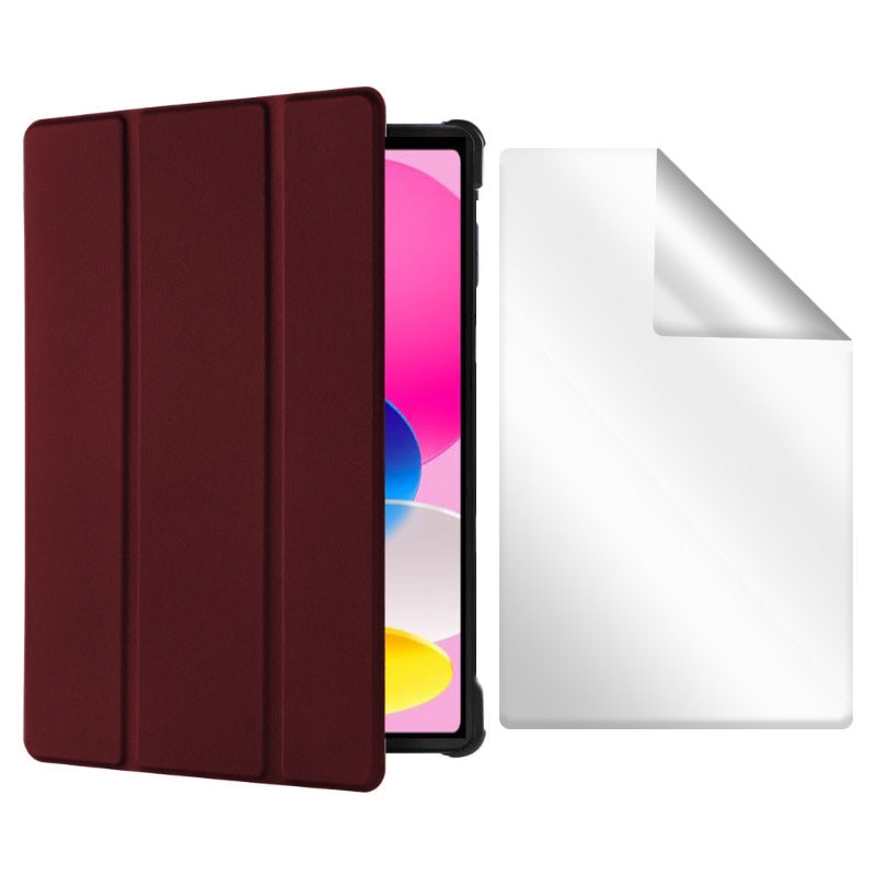 Set Husa Tableta AZIAO si Folie Silicon Matte pentru Samsung Galaxy Tab S8 Ultra 14.6 inch SM-X900 / SM-X906, Protectie 360, Hydrogel Regenerabil, Paper Feeling, Interior Catifea, Functie de Stand, Display Protejat, Smart Cover, Colturi Anti-soc, Rosu