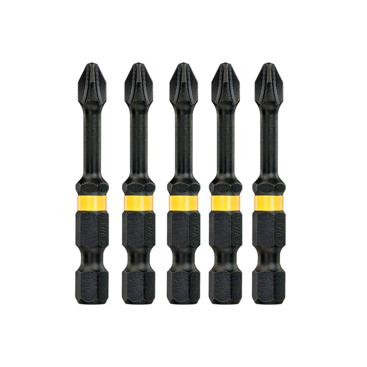 Комплект от 5 глави за отвертки, DEWALT, 50 мм, черно/златно