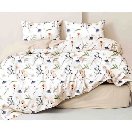 Lenjerie de pat dublu, Talo, 4 piese, 2 persoane, Imprimeu Floral, 240x250cm