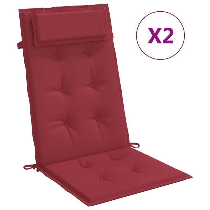 Magas háttámla párnakészlet 2 db vidaXL, piros, Oxford szövet, 120 x 50 x 3 cm, 1 kg