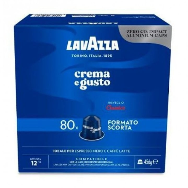 Алуминиеви кафе капсули Lavazza Crema e Gusto Classico, за система Nespresso, 12/13 сила, 440 гр., 80 бр