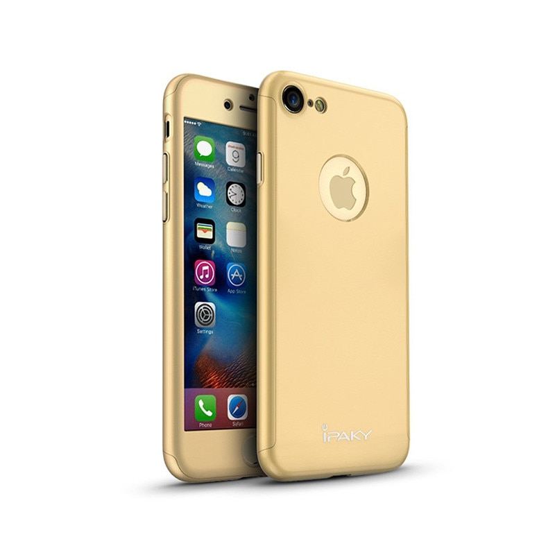 Husa Ipaky Iphone 7 Full Cover 360 + folie sticla, Gold