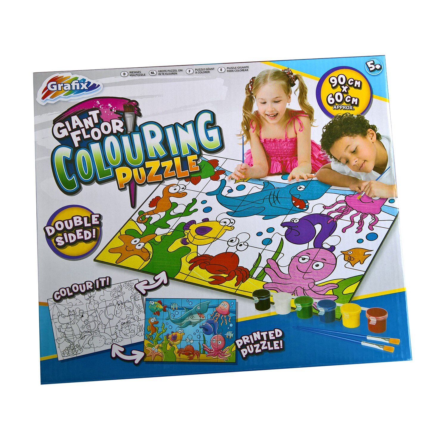 Puzzle urias cu fata dubla si activitate colorare, animale marine - Grafix
